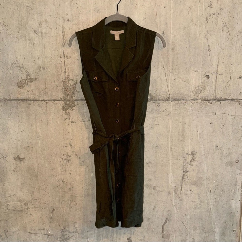 Banana Republic Olive Green Sleeveless Dress - Picture 2 of 4